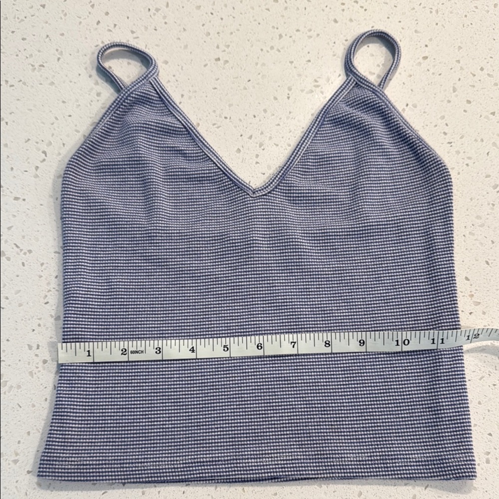 Brandy Melville Ribbed Striped Crop Tank Blue White One Size - Picture 7 of 10